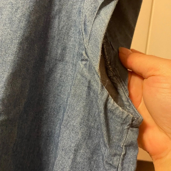 ZARA DENIM PEASANT BLOUSE - Picture 3 of 5